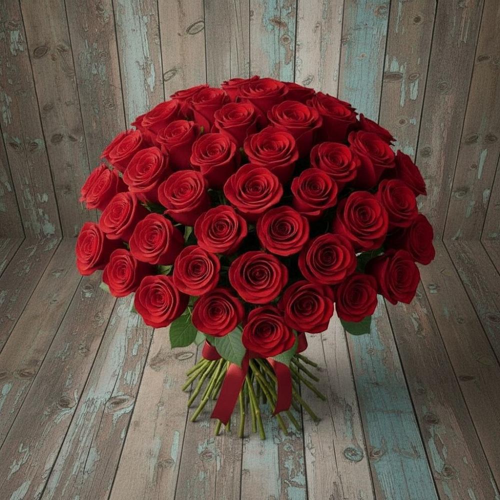 Букет 55 Красных роз Фридом в Подгоренском