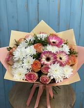 Букет цветов из:  Розы, Герберы и Хризантемы #REPLACE_PRED# Подгоренском
