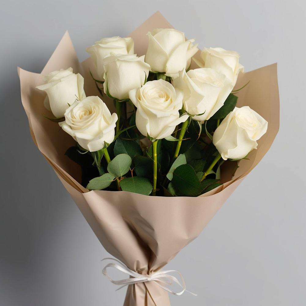 Букет 9 Белых роз Эдлесс Лав в Подгоренском