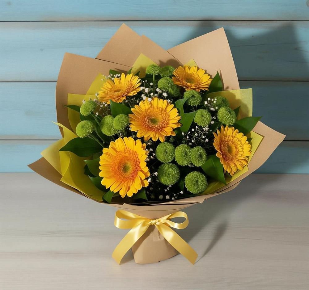 Букет цветов из: Герберы и Хризантемы в Подгоренском