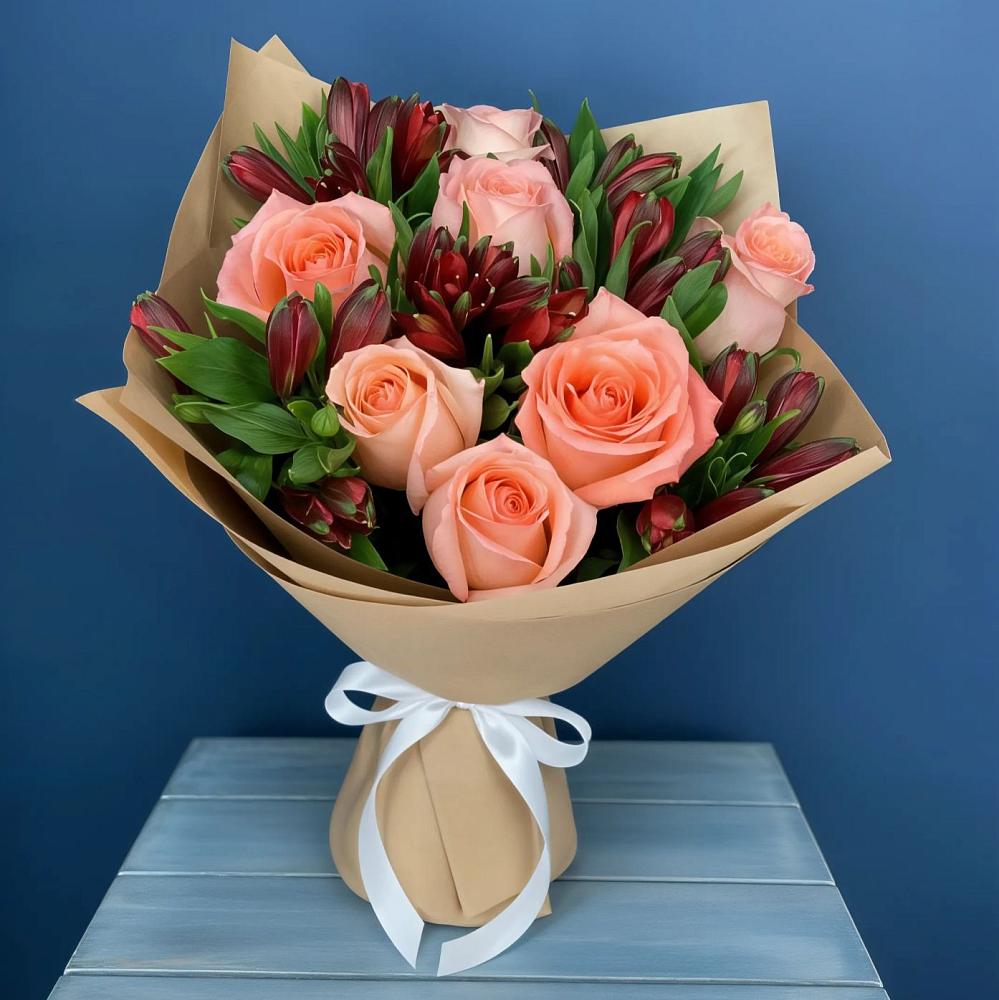 Букет цветов из: Розы и Альстромерии в Подгоренском