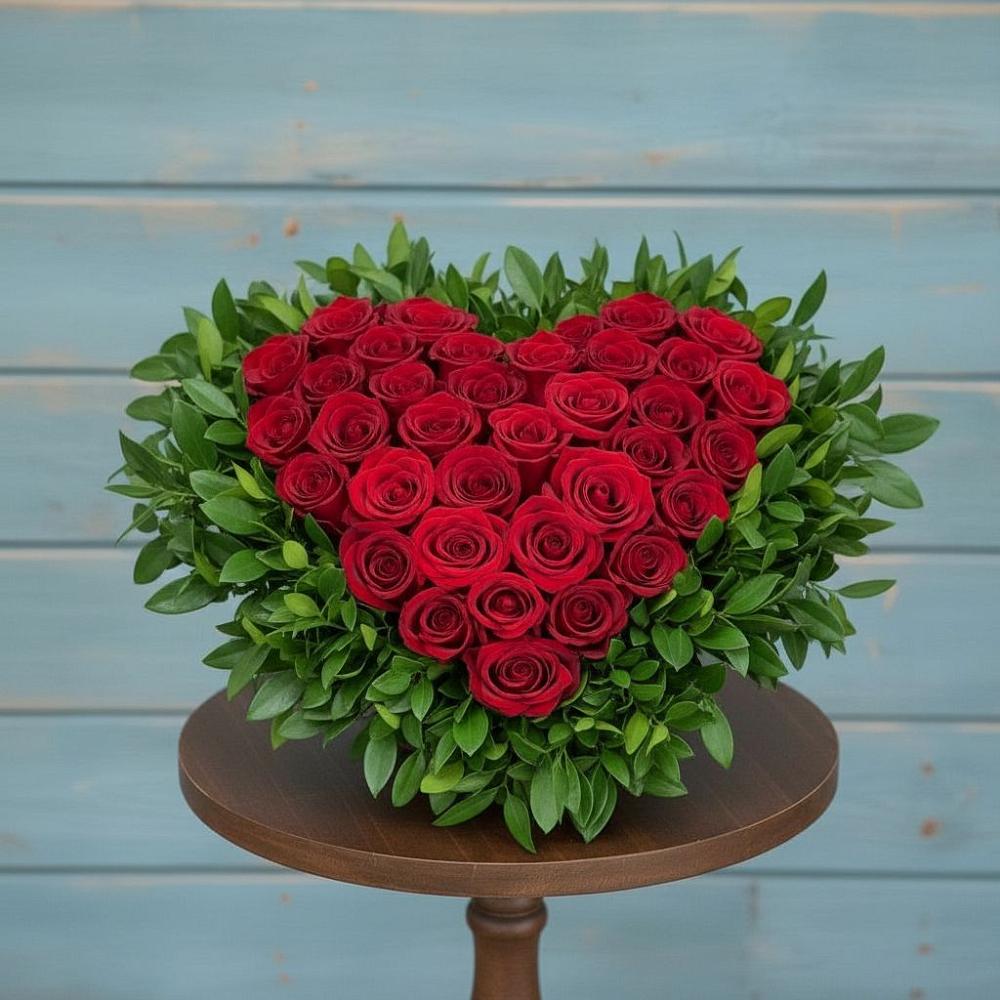 Цветочная композиция из Розы в виде сердца в Подгоренском