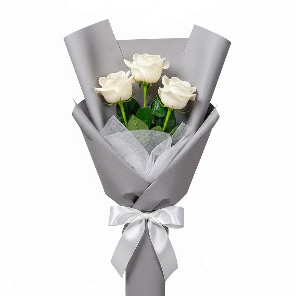 Букет 3 белые розы в Подгоренском