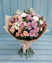 Букет цветов из:  Хризантемы, Розы и Альстромерии в Подгоренском